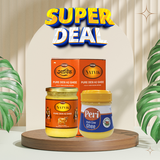 Combo Offer: Satvik A2 Gir Cow Ghee (500ml) + Peri Desi Cow Ghee (500ml)